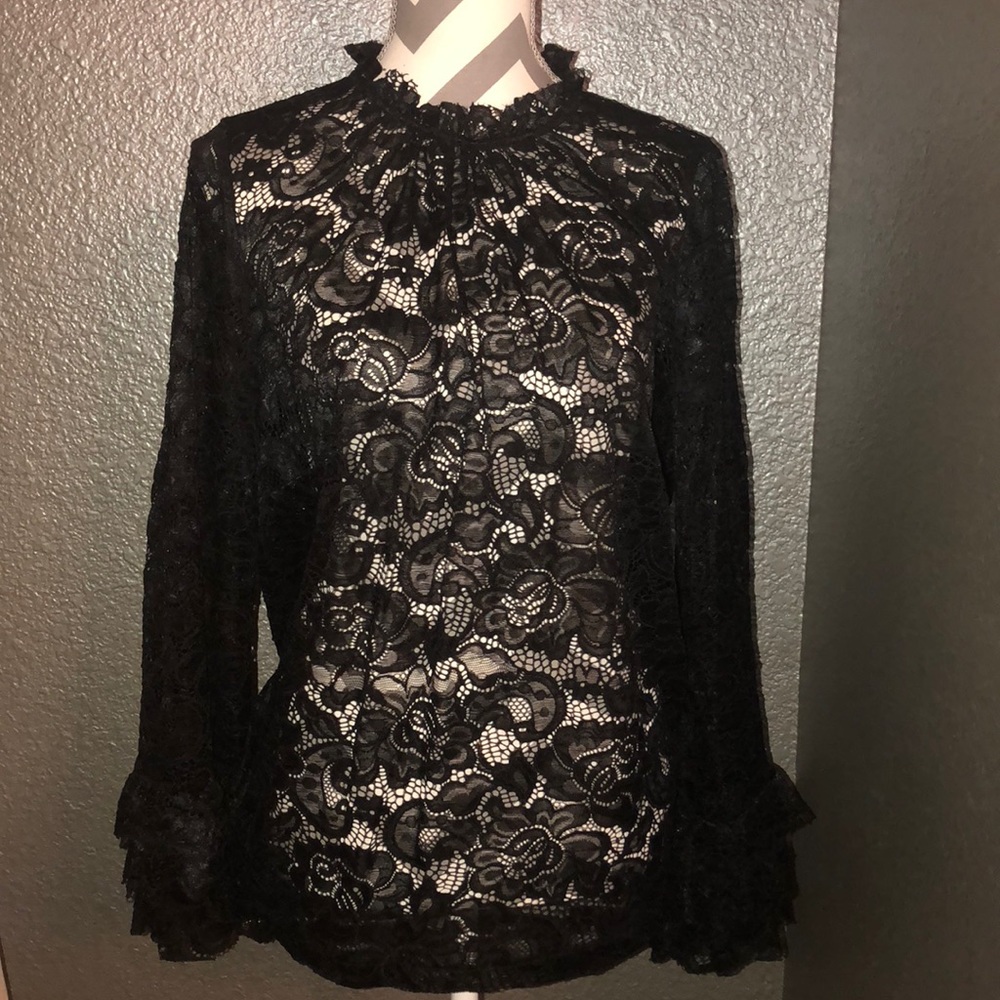 Bebe black lace blouse